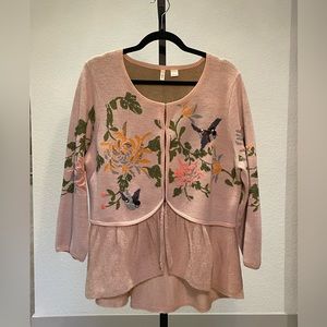 Anthropologie Moth Embroidered & Beaded Knit Cardigan